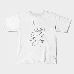 She's a Libra | One Line Drawing | One Line Art | Minimal | Minimalist Kids T-Shirt